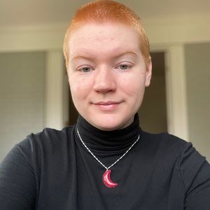 Red Glitter Crescent Moon Necklace